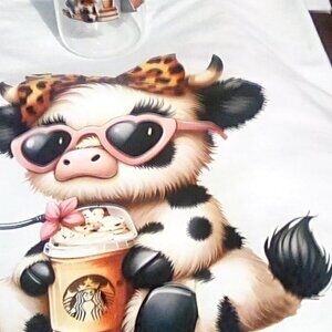 Coffee Cow Tee Shirt with 16  oz.cup